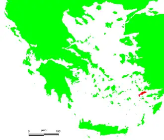 Расположение острова Кос в Эгейском море