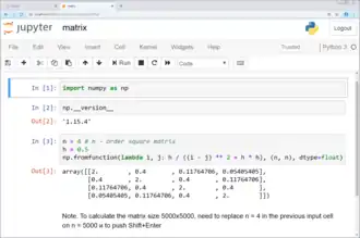 Скриншот программы Jupyter Notebook