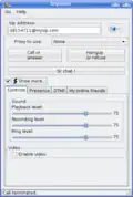 Интерфейс Linphone одной из первых версий в Linux (GNOME)