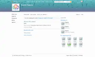 Скриншот программы Windows Live Events