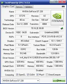 Скриншот программы GPU-Z