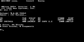 Работа в MicroDOS v1.01