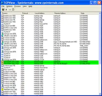 Скриншот программы TCPView