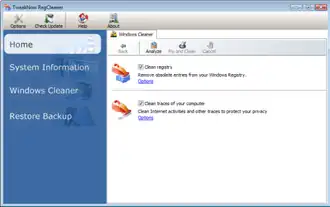 Скриншот программы TweakNow RegCleaner