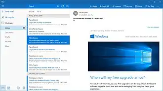Приложение «Почта» в составе Windows 10