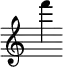 { \new Staff \with { \remove "Time_signature_engraver"} {\clef treble f'''4}}