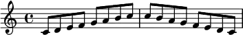 { c'8 d' e' f' g' a' b' c''
c'' b' a' g' f' e' d' c' }