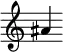 { \new Staff \with { \remove "Time_signature_engraver"} {\clef treble ais'4}}