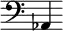 { \new Staff \with { \remove "Time_signature_engraver"} {\clef bass as,4}}