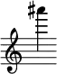 { \new Staff \with { \remove "Time_signature_engraver"} {\clef treble ais'''4}}