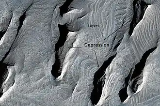 Шари Tithonium Chasma, знімок HiRISE.
