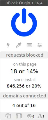 Меню UBlock Origin